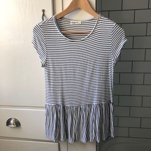 Black and White Stripe Peplum Top